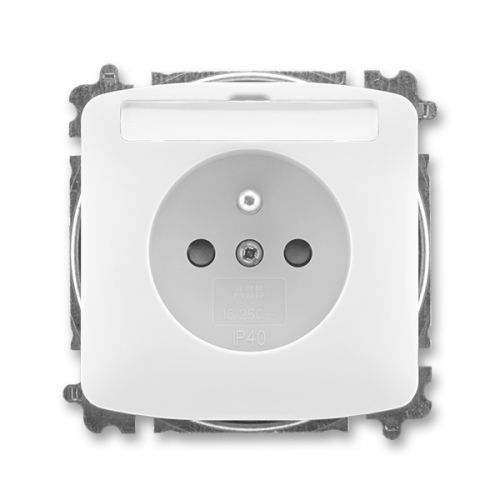 ABB 5519A-A02352 B Tango® Zásuvka jednonásobná s ochranným kolíkem, s clonkami, s popisovým polem, bílá