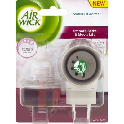 Air Wick Smooth Satin & Moon Lily - Jemný satén a měsíční lilie elektrický osvěžovač vzduchu komplet 19 ml