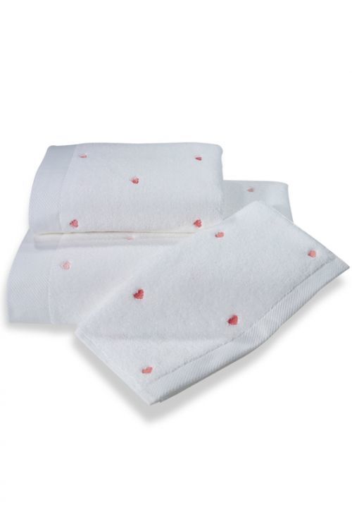 Soft Coton Ručník MICRO LOVE 50x100 cm Bílá / červené srdíčka