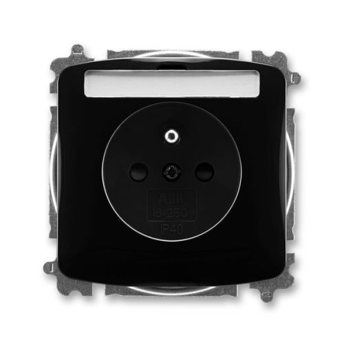 ABB 5519A-A02352 N Tango® Zásuvka jednonásobná s ochranným kolíkem, s clonkami, s popisovým polem, černá