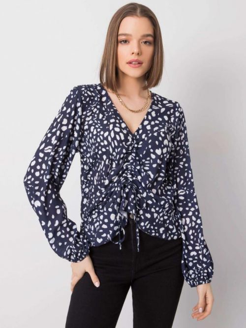 TMAVĚ MODRÁ DÁMSKÁ VZOROVANÁ HALENKA DHJ-BZ-12283-1.93P-BLUE Velikost: ONE SIZE