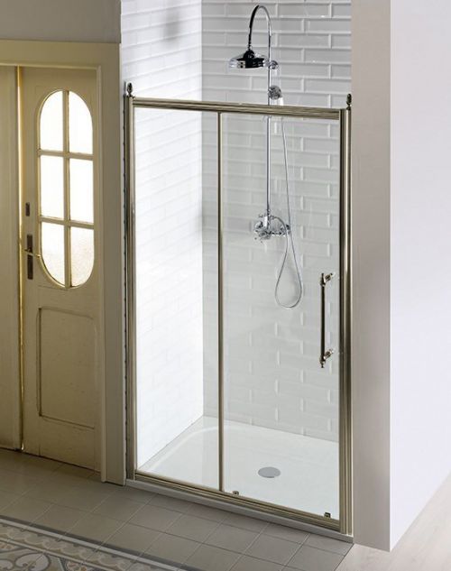 ANTIQUE sprchové dveře, posuvné,1100mm, čiré sklo s dekorem, bronz
