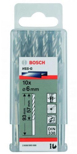 Vrták do kovu Bosch HSS-GDIN 338 6×57×93 mm 10 ks