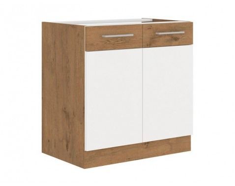 Kuchyňská dřezová skříňka Vigo, dub lancelot/bílý lesk, šířka 80 cm