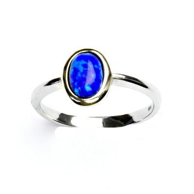 ČIŠTÍN s.r.o Stříbrný prsten, tmavě modrý syntetický opál, prstýnek s opálem, T 1354 13221