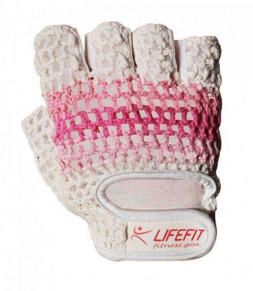Fitness rukavice Lifefit Knit, vel. S - růžová/bílá