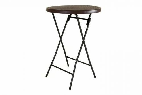 Garthen Zahradní barový stolek kulatý - ratanová optika 110 cm - hnědý