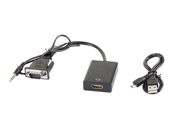 LANBERG AD-0021-BK Lanberg adapter VGA(F) + audio 3.5mm -> HDMI(F) 20cm, AD-0021-BK