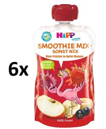 HiPP BIO Smoothie Jablko-Banán-Červené ovoce 6 x 120 ml exp. 6.3.2018