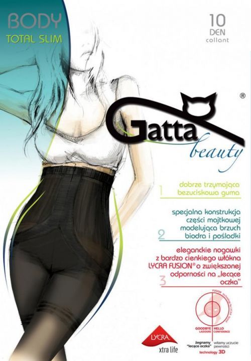 Punčochové kalhoty Gatta Body Totalslim Fusion 10 den - 5-XL - zlatá/odstín béžové