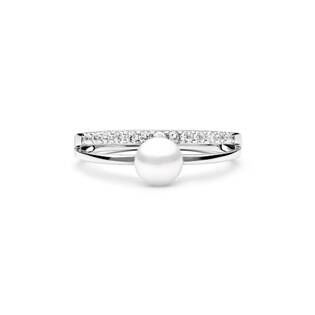 GAURA Stříbrný prsten s bílou perlou a zirkony, vel. 50 - velikost 52 - GA4000W-52