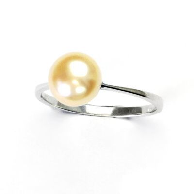 ČIŠTÍN s.r.o Stříbrný prsten, přírodní říční perla lososová 8 mm, prstýnek ze stříbra, T 1356 3729