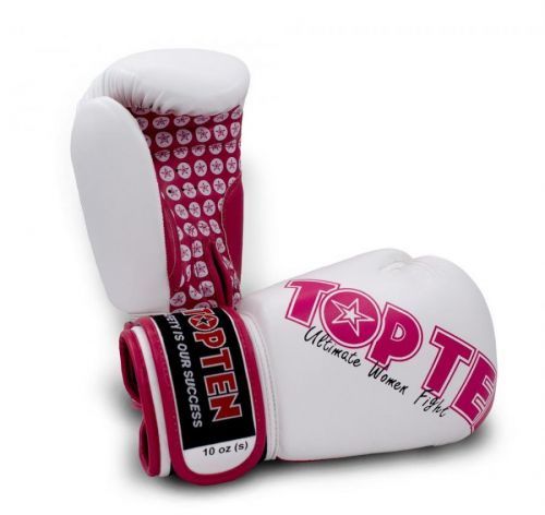 Boxerské rukavice Top Ten Women Fight - bílá/růžová bílá 10