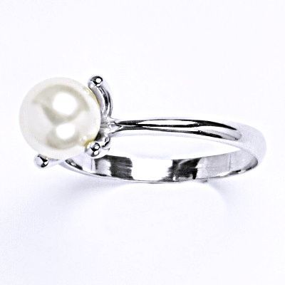 ČIŠTÍN s.r.o Stříbrný prsten se Swarovski bílou perlou, T 1400 6232