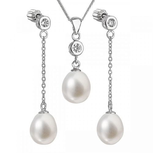 Evolution Group Stříbrná perlová sada se zirkony 29005.1 bílá