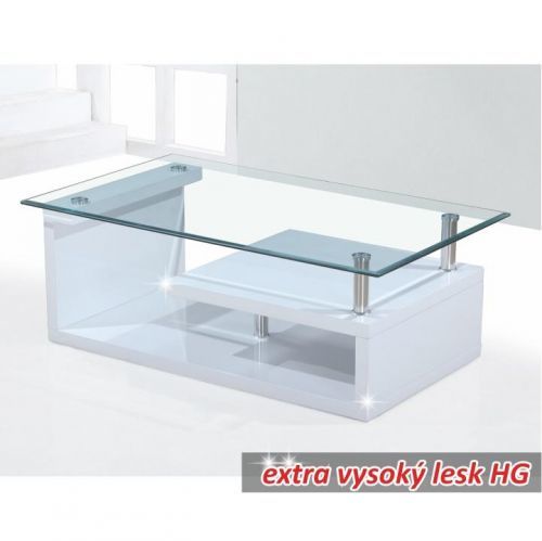 Konferenční stolek, sklo/bílá extra vysoký lesk HG, JULIEN Tempo Kondela