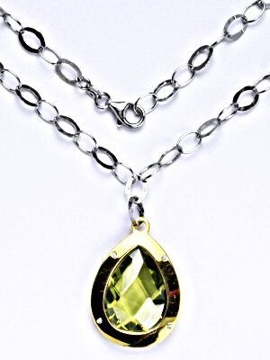 ČIŠTÍN s.r.o Stříbrný náhrdelník se syntetickým zirkonem olivín, slza 5673