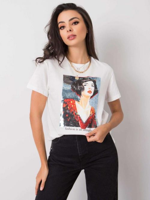 BÍLÉ DÁMSKÉ TRIČKO S POTISKEM PM-TS-SS21TX04.31-WHITE Velikost: L