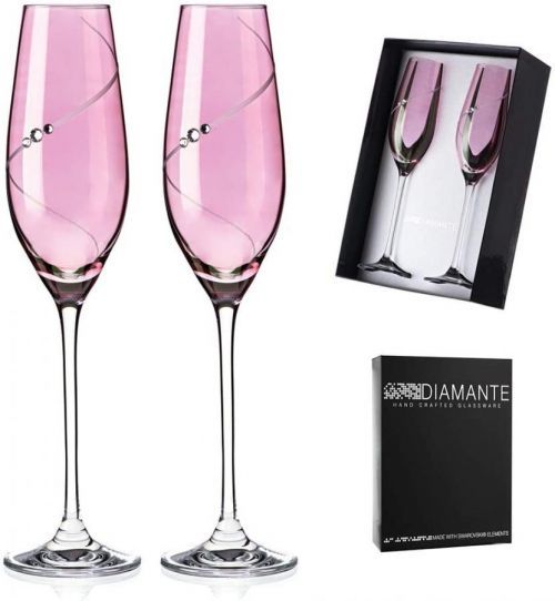 Diamante skleničky na šampaňské Silhouette City Pink s kamínky Swarovski 210 ml 2KS
