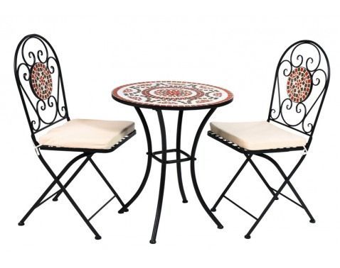 Zahradní set Mosaic, černý/červený