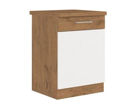 Dolní kuchyňská skříňka Vigo 60D1F,dub lancelot/bílý lesk, šířka 60 cm
