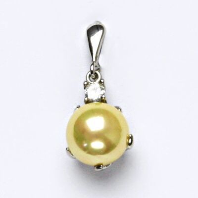 ČIŠTÍN s.r.o Stříbrný přívěšek s um. perlou, přívěsek ze stříbra, žlutá perla se skutečným perleťovým leskem P 1190/22 4235