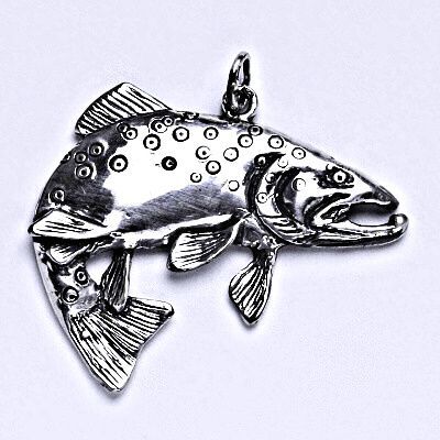 ČIŠTÍN s.r.o Stříbrný přívěsek s patinou,pstruh obecný,potočný - potočák,stříbrná ryba, P 983 5192