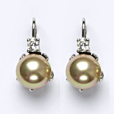 ČIŠTÍN s.r.o Náušnice s um. perlami, náušnice ze stříbra, champagne perla se skutečným perleťovým leskem NK 1190 4219