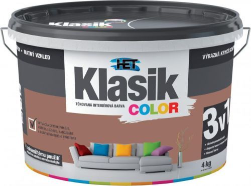 Malba interiérová HET Klasik Color hnědý čokoládový, 4 kg