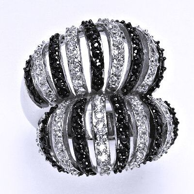 ČIŠTÍN s.r.o Stříbrný prsten s čirými a černými zirkony, prsten ze stříbra, 12,64 g 14076