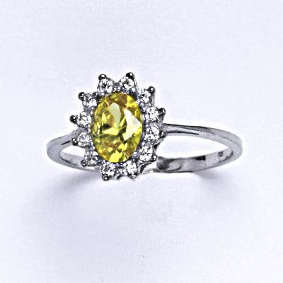 ČIŠTÍN s.r.o Stříbrný prsten Kate, žlutý zirkon, čiré zirkony, T 1480 4012