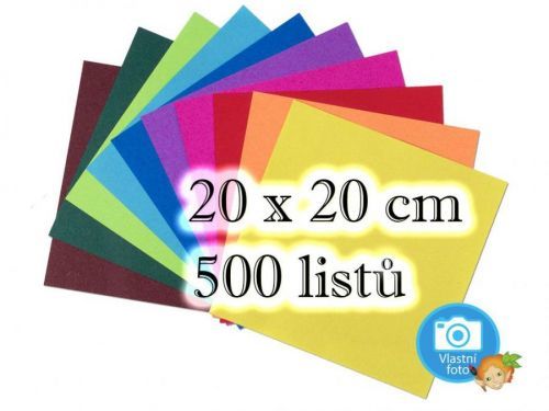 Folia - Max Bringmann Origami papír 70 g/m2 - 20 x 20 cm, 500 archů v 10-ti barvách