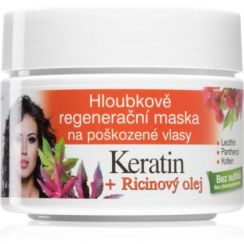 Bione Cosmetics Keratin + Ricinový olej regenerační maska na vlasy 260 ml