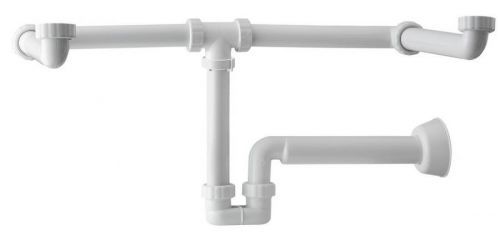 Bruckner MOSQUITO Umyvadlový sifon pro dvojumyvadlo, 1'1/4, odpad 40 mm, bílá 151.130.0