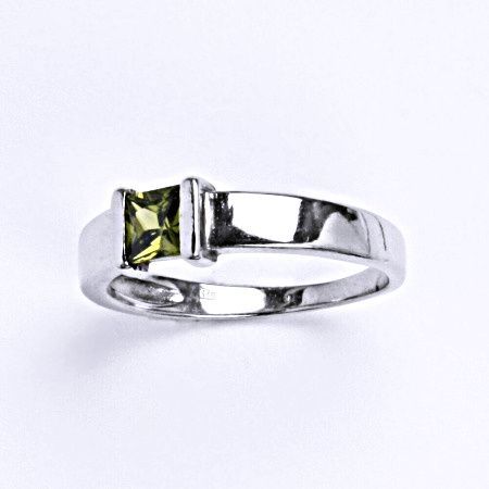 ČIŠTÍN s.r.o Stříbrný prsten se syntetickým zirkonem olivín 000391201445 13471