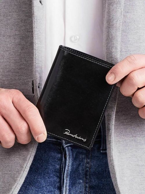 Elegantní pánská černá kožená peněženka - ONE SIZE