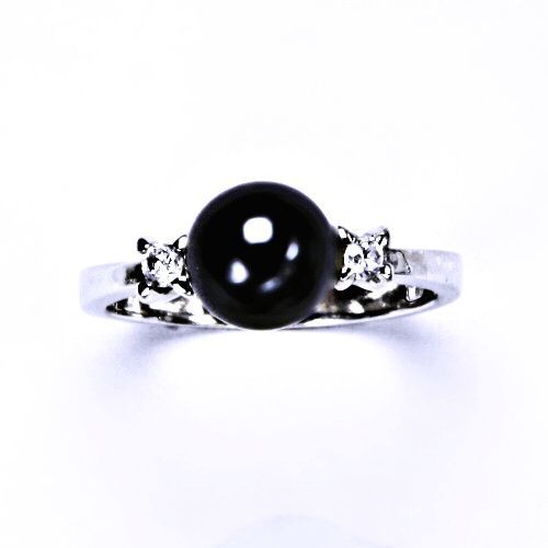 ČIŠTÍN s.r.o stříbrný šperk prsten s umělou černou perlou, T 1207 8318