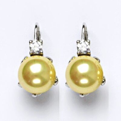 ČIŠTÍN s.r.o Náušnice s um. perlami, náušnice ze stříbra, žlutá perla se skutečným perleťovým leskem NK 1190 4220