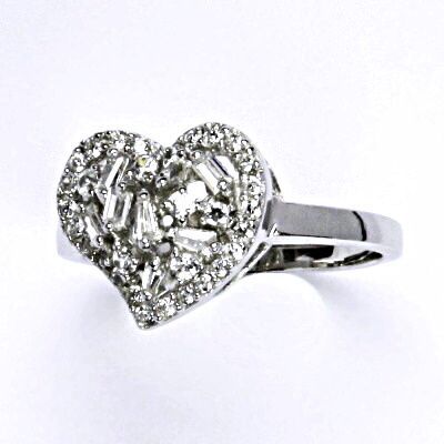 ČIŠTÍN s.r.o Stříbrný prsten s čirými zirkony ve tvaru srdce, srdíčko prstýnek ze stříbra vel. 61 14738