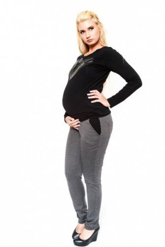 Těhotenské kalhoty  Be MaaMaa - NINA šedá, vel. XS (32-34)