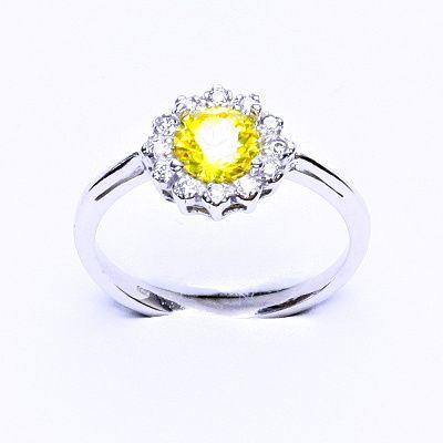 ČIŠTÍN s.r.o Stříbrný prsten, žlutý zirkon, čiré zirkony, T 1495 12151