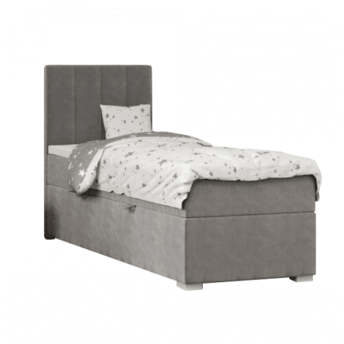 Boxspringová postel, jednolůžko, šedá, 90x200, levá, AMIS