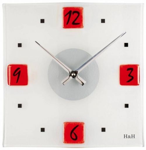 H&H Skleněné nástěnné hodiny 1131.2, 1159.4, 1160.1, 1161.7 145995 1131 červená