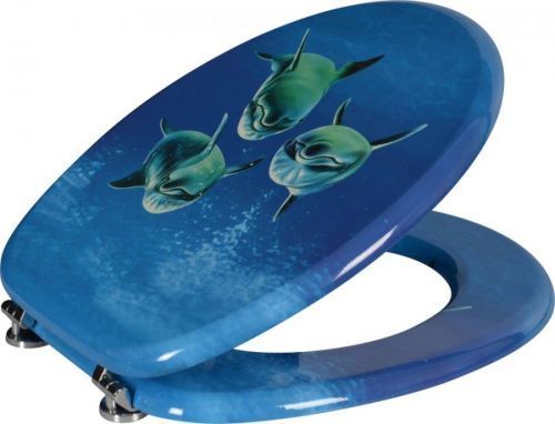 AQUALINE FUNNY WC sedátko s potiskem delfíni, MDF ( HY-S115 )
