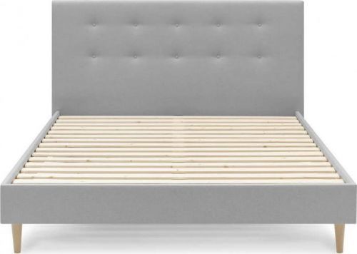 Světle šedá dvoulůžková postel Bobochic Paris Rory Light, 160 x 200 cm