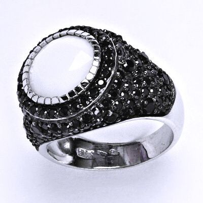 ČIŠTÍN s.r.o Stříbrný prsten s černými a čirými zirkony, prsten ze stříbra, 8,30 g 14073