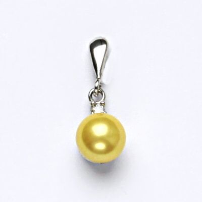 ČIŠTÍN s.r.o Stříbrný přívěšek s um. perlou, přívěsek ze stříbra, žlutá perla se skutečným perleťovým leskem P 1207/22 4251