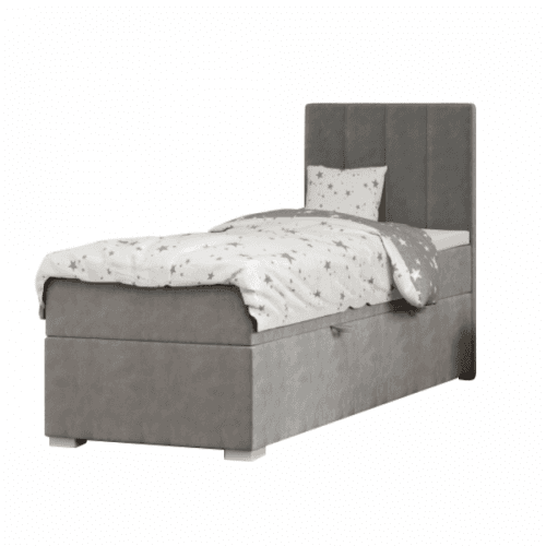 Boxspringová postel, jednolůžko, šedá, 90x200, pravá, AMIS