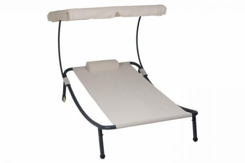 Garthen 60470 Zahradní lehátko se stříškou a kolečky - 202 x 139 x 152 cm