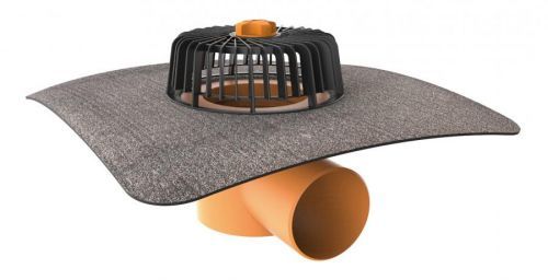 Vodorovná střešní vpusť TOPWET s integrovaným bitumenovým límcem o průměru 125mm